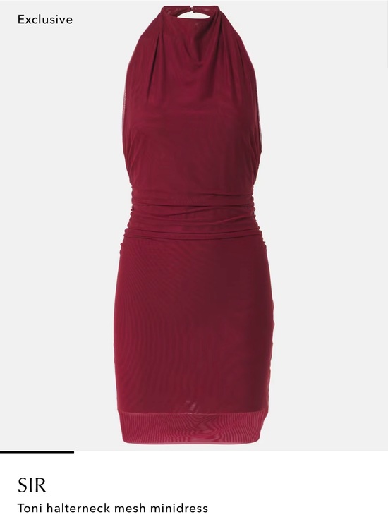 SIR the label Dresses & Skirts - SIR the label Halterneck Mesh Mini Dress in Deep Wine